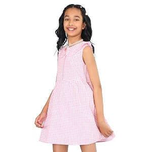 BONKIDS Girls Cotton Asymmetrical Knee-Length Dresses