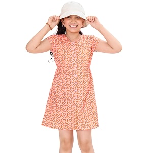BONKIDS Girls Cotton Asymmetrical Knee-Length Dresses