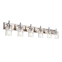 BONLICHT Mid-Century Bathroom Vanity Wall Light with Clear Water Glass, Farmhouse 6 Light Bath Lighting Over Mirror Modern Brushed Nickel Sconce Wall Lamp for Dining Room Dressing Table Vanity Table