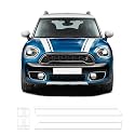 Bonnet Stripe Graphics Sticker Hood Trunk Rear Decal Stickers for Mini Cooper S Countryman 2nd Gen F60 2017-2020 (Gloss White)