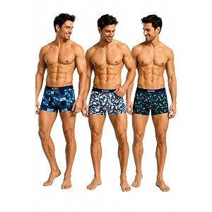 BONO Men Cotton Blend Printed Trunk Combo