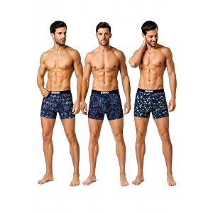 BONO Men Cotton Blend Printed Trunk Combo
