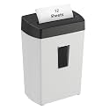 Bonsaii 12-Sheet Cross-Cut Paper Shredder, P-4 Security, Credit Card &amp; Document Shredder for Home/Office, 6-Min Run with Overheat Protection, Compact Handle, 5.5-Gal Bin, Black/White