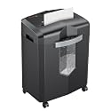 Bonsaii 12-Sheet P-4 Micro-Cut Shredder, 60-Min Continuous Use, Shreds Paper, Credit Cards &amp; CDs, 4.2-Gal Transparent Bin, Mobile Casters – Black