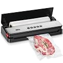 Bonsenkitchen Vacuum Sealer, Multi-Functional Food Sealer with 1 Roll Bag+ 5 Bags, Bag Storage | Built-in Cutter, Black-Silver