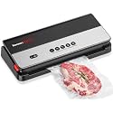 Bonsenkitchen Vacuum Sealer, Multi-Functional Food Sealer with 1 Roll Bag+ 5 Bags, Bag Storage | Built-in Cutter, Black （Red）
