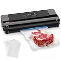 Bonsenkitchen Vacuum Sealer, Multi-Functional Food Sealer with 5 Vacuum Bags, Fast-Compact Design,External Vacuum System &amp; Accessory Tube, Black