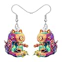 BONSNY Acrylic Dangling Novelty Fun Black Coffee Machine Earrings Hypoallergenic Designer Jewelry Gifts For Women
