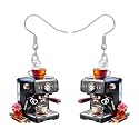 BONSNY Acrylic Dangling Novelty Fun Black Coffee Machine Earrings Hypoallergenic Designer Jewelry Gifts For Women