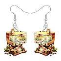 BONSNY Acrylic Dangling Novelty Fun Black Coffee Machine Earrings Hypoallergenic Designer Jewelry Gifts For Women