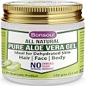 BONSOUL All Natural and Pure Aloe Vera Gel | 99% Aloe Vera | Ideal for Dehydrated Skin | Hair, Face and Body (100 GMS)
