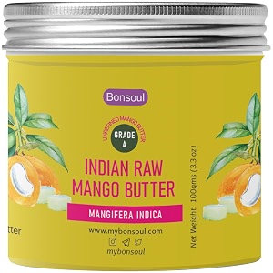 bonsoul indian organic mango seed butter  raw unrefined  dry skin hands body moisturizer  100 gms-glass jar 100 gms