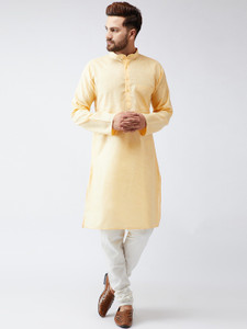 bontebok men cotton blend kurta churidar set