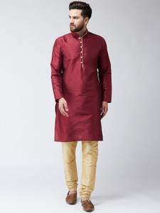 bontebok men silk blend kurta churidar set