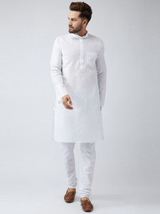 bontebok men cotton blend kurta churidar set