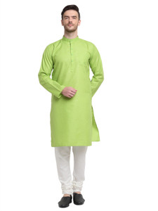 bontebok men cotton blend kurta churidar set