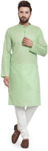 bontebok men cotton blend kurta churidar set