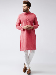 bontebok men cotton blend kurta churidar set