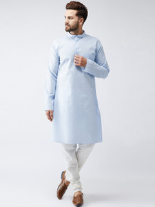 bontebok men cotton blend kurta churidar set