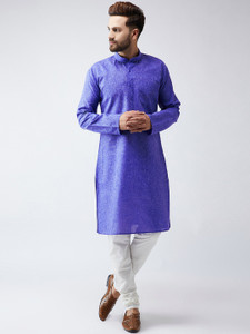 bontebok men cotton blend kurta churidar set