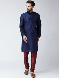 bontebok men silk blend kurta churidar set