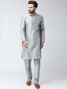 bontebok men silk blend kurta churidar set