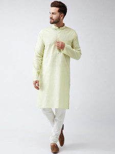 bontebok men cotton blend kurta churidar set