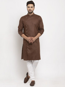 bontebok men cotton blend kurta pyjama set