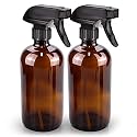 Bontip Glass Spray Bottle, Amber Glass Spray Bottle Set & Accessories for Non-toxic Window Cleaners Aromatherapy Facial Hydration Watering Flowers Hair Care (2 Pack/16 oz) (Amber)