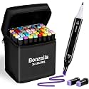 BONZELLA 36 Colors Dual Tip Alcohol Art Markers Sketch Pens with Case For Painting Sketching Calligraphy Drawing, Chisel &amp; Fine Tip Permanent Colouring Marker For Kids Adult, Multicolor (36 Colors)