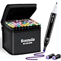 BONZELLA 80 Colors Dual Tip Colorful Art Markers Sketch Pens with Case For Painting Sketching Calligraphy Drawing, Chisel &amp; Fine Tip Permanent Colouring Marker For Kids Adult, Multicolor (80 Colors)