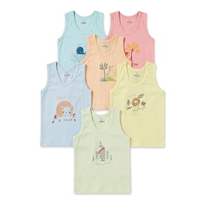 the boo boo club multi-coloured cotton vest for baby boy39s  100 cotton  inner wear  for breezy summer season  animal printed