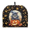 Boo Tea Cosy for Teapot Washable Tea Pot Cozy for Keeping Warm Black Cat Kettle Cover for Halloween Day Party Gifts,Dust Proof Breakfast Tea Pot Cover