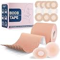 LOYAL BOOK Boob Tape Boobytape For Breast Lift with 1Boobtape 2pcs Nipple Covers Silicone 10pcs Disposable Nipple Pasties Beige