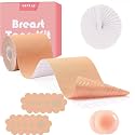 Boob Tape Set-With 1 Body Tape,10 Nipple Cover Pair & 36 Strips;Bra Accessories, Woven Invisible Nipple Covers & Body Tape Set for Breast Lift Support, Seamless Comfort Shapewear Accessories.