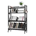 4-Tier Rolling Book Cart 27.6" W x 46.5" H x 10" D - Heavy Duty Mobile Bookshelf on Wheels, Large Capacity Storage Rack for Classroom, Library, Home Office, Living Room (4 Tier 27.6 Wide)