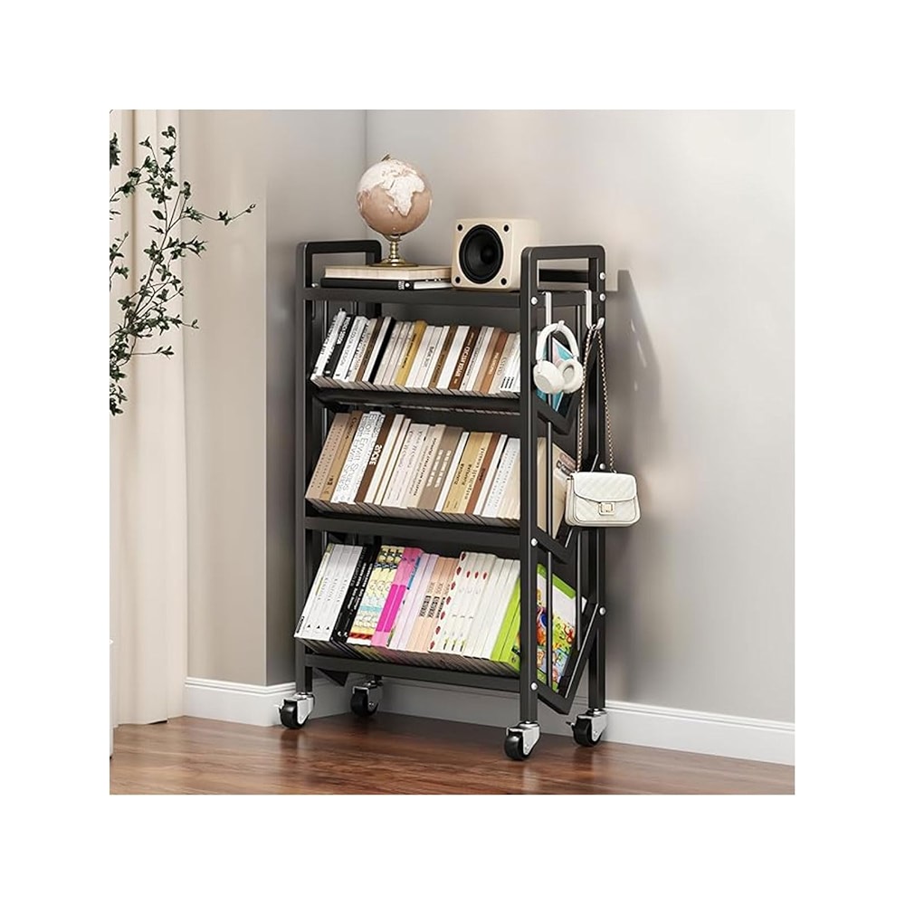 Library Routing Cart Book Carts with Wheels, Library Rolling Book Cart 2 /3 /4 /5 Tier ...