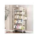 Book Carts with Wheels, Library Rolling Book Cart 2/3/4/5 Tier Movable Bookshelf Mobile Large Capacity L-Shaped Carbon Steel Organizer Rack for Office, Home, Classroom(White,5 Tiers-27.6x9.8x57.7in)