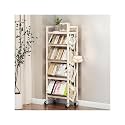 Book Carts with Wheels, Library Rolling Book Cart 2/3/4/5 Tier Movable Bookshelf Mobile Large Capacity L-Shaped Carbon Steel Organizer Rack for Office, Home, Classroom(White,5 Tiers-19.7x9.8x57.7in)