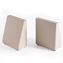 Book End, Natural Marble Bookend for Shelves, Non-Skid Bookends for Heavy Books, Heavy Duty Book Stopper for CDs and Oversized Books, Luxury Book Shelf Holder, Moleanos Beige