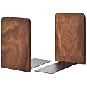 Book Ends, Black Walnut Wooden Bookends for Shelves - Heavy Duty Non-Slip Book Organizers, Upgraded Decorative Bookend Holders for Home, Kitchen, Office, Set of 2, Medium