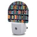 Book Night Light, Bookshelves Night Lights Plug into Wall Dusk to Dawn Sensor Round Nightlight for Women Men Energy Efficient Led Lamp 0.5W for Stairway Hallway Bedroom