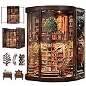 Book Nook Kit for Bookshelf —Tree of Wisdom Library 3D Wooden Puzzle, DIY Miniature Dollhouse with LED Lights, Fantasy Book Shelf Insert Decor (Tree of Wisdom Library)