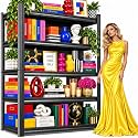 Book Shelf, Adjustable Tall Bookcase, No-Assembly-Required Metal Bookshelf