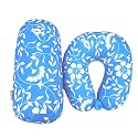 Bookishbunny 2pcs Micro Bead Set U Shaped Neck Travel Pillow 12" x 12" x 4" and Roll Back Pillow Cushion 13" x 7", Various Designs (Flower Gold)