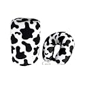 Bookishbunny 2pcs Micro Bead Set U Shaped Neck Travel Pillow 12" x 12" x 4" and Roll Back Pillow Cushion 13" x 7", Various Designs (Cow)