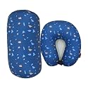 Bookishbunny 2pcs Micro Bead Set U Shaped Neck Travel Pillow 12" x 12" x 4" and Roll Back Pillow Cushion 13" x 7", Various Designs (Confetti)