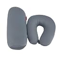 Bookishbunny 2pcs Micro Bead Set U Shaped Neck Travel Pillow 12" x 12" x 4" and Roll Back Pillow Cushion 13" x 7", Various Designs (Solid Gray)
