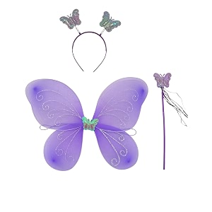 bookmycostume butterfly wings for girls with wand headband fancy dress costume accessory  wings for kids girls  purple