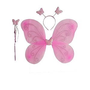 bookmycostume butterfly wings for girls with wand headband fancy dress costume accessory  wings for kids girls  pink